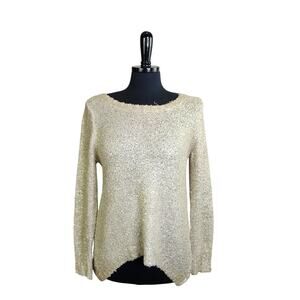 Alberto Makali Sweater Gold Oatmeal Hi-Low Metallic Shimmer Fairy M